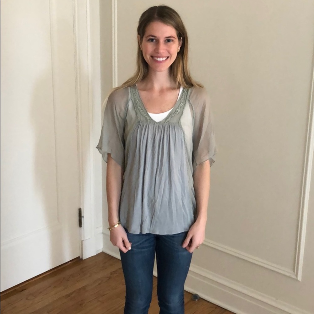 Anthropologie green mint blouse